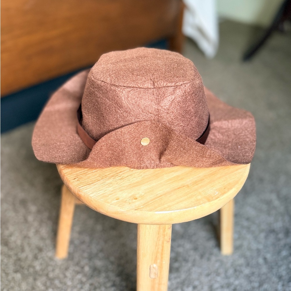 Kids Brown Wide-Brim Sun Hat